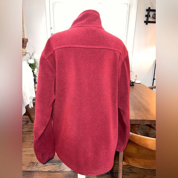 L.L.Bean Double Fleece Jacket Red Black Sherpa Outdoor Hiking Warm Zip Front XL - Picture 4 of 11